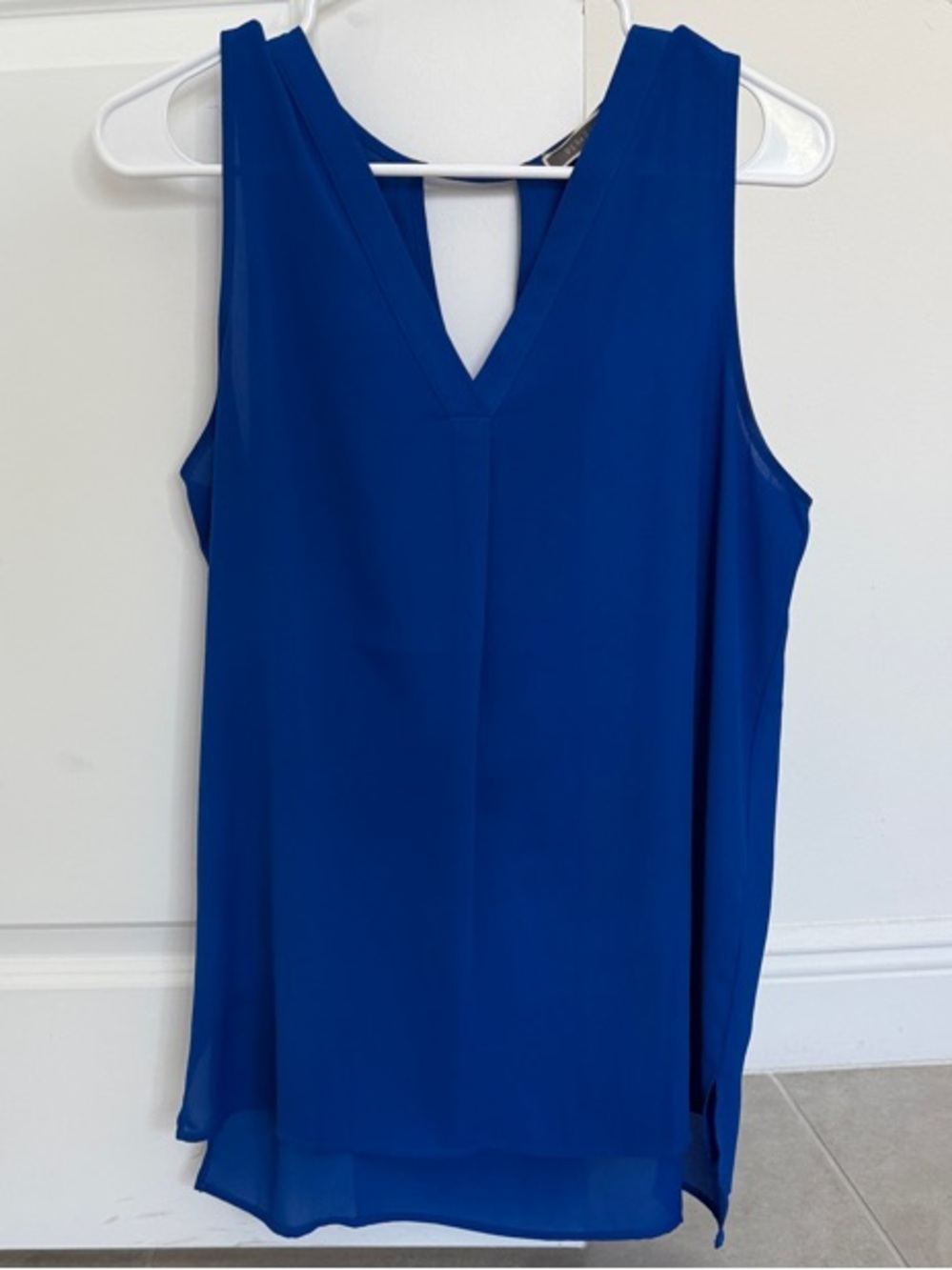 Pleione Royal Blue V-Neck Chiffon Tank